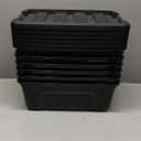 IRIS USA 13 Qt Stackable Plastic Storage Bins with Lids, 6 Pack - BPA-Free, Made in USA - Garage Organizing Solution, Latches, Durable Nestable Containers, Secure Pull Handle - Black