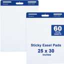 Comix Sticky Easel Pad, 25 x 30 Inches Flip Chart Paper for Teachers, Large Self Stick Easel Paper, 30 Sheets/Pad, 2 Pads/Pack