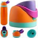Water Bottle Replacement Lids – Compatible with 16oz, 24oz, 32oz & 40oz Bottles – 2-in-1 Drinking Options | One-Button Flip Water Bottle Top Replacement with Leak-Resistant Seal (Orange/Purple) Pack of 2