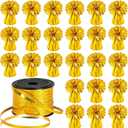 24 PCS Balloon Weights Metallic Anchor, Balloon Holder Heavy Weights with and 1 Roll Iridescent Crimped Ribbon for Balloons Table Party Favor Birthday Decor(Gold)