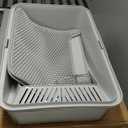 Stainless Steel Litter Box | XL Enclosed Cat Litter Boxes with Lid for Big Cats | High Sided, Anti-Urine Leakage | Non-Stick Bottom & Includes Litter Mat & Metal Scoop (Silver Gray)