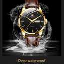 OLEVS Watch for Men Chronograph Brown Leather Analog Quartz Fashion Business Dress Large Face Men Watch Day Date Luminous Waterproof Casual Male Wrist Watch Black/Blue/White Dial