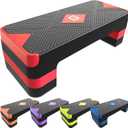 Aerobic Exercise Step, Adjustable Aerobic Stepper for Exercise, Workout Step Platform for Step Up, 26.5" Step Deck with 4 6 8 Adjustable Height Risers, Women Home Gym Cardio Fitness (Red)