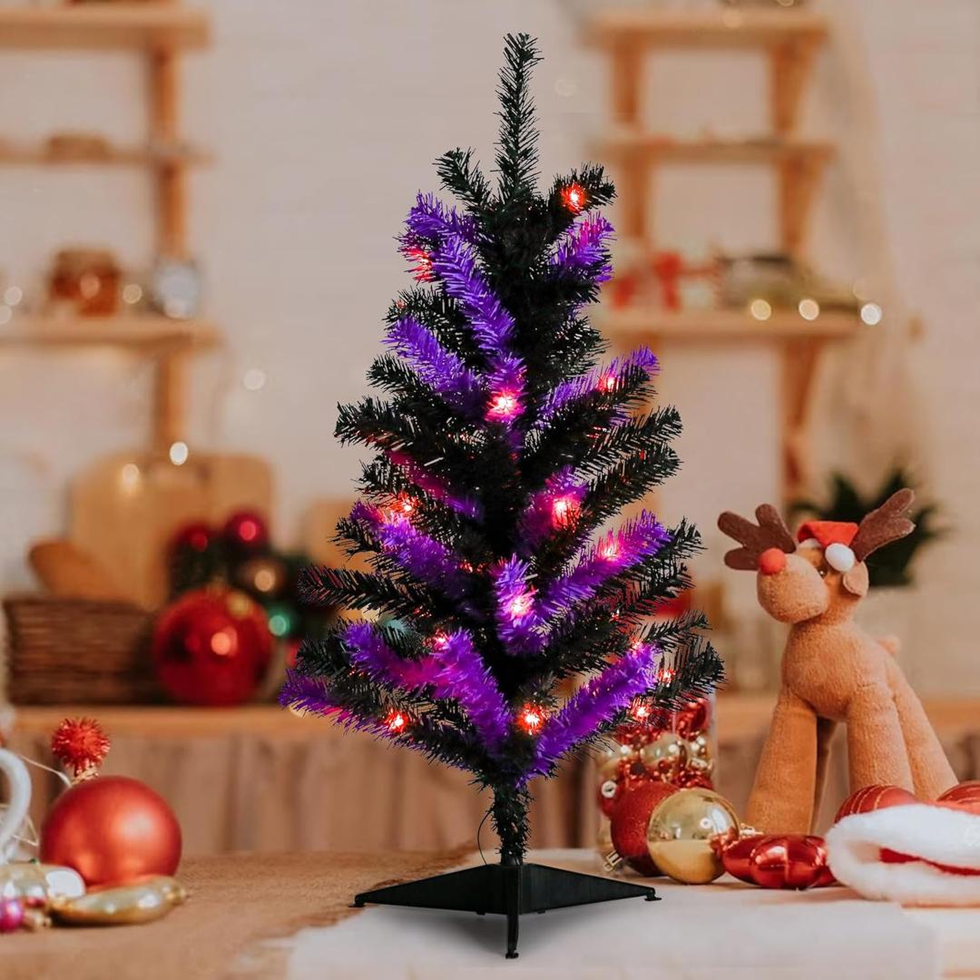Halloween Tree Tabletop Halloween Decorations Artificial Black Purple Trees for Indoor Outdoor Home Office Garden