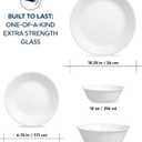ZOID 3120NM Glass Glossy Mugless Dinnerware Set, White, 16 Pieces