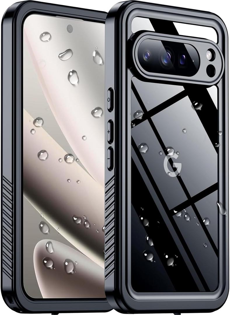 SPIDERCASE for Google Pixel 10 Pro XL Case Waterproof, [12FT Military-Grade Drop Protection] [IP68 Water Resistance] [Privacy Screen Protector] Full Body Protection Phone Case-Black