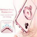 for Samsung Galaxy XCover7 Pro Love Heart Kickstand Case with 2X Screen Protector: Luxury Plated Gold Edge Slim Soft TPU Shockproof Protection Case Cover for Galaxy XCover7 Pro (Pink)