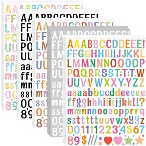 9840 Pcs 60 Sheets Letter Stickers 0.5in Alphabet Stickers 1/2 Inch Small Vinyl Self-Adhesive ABC Number Sticker Letters for Water Bottles Scrapbooking Mailbox Notebook Labels Craft Sign (Multicolor)