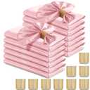 RUDONG M 100 Pcs Light Pink Satin Napkins and Napkin Rings Set, 17 x 17 Inch Square Cloth Napkins Set of 49, Silky Soft Table Napkins Bulk for Weddings, Banquet, Parties Dinner Decoration