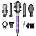 Vincofy 7 in 1 Blow Dryer Brush Set – Hot Air Styler for Fast Drying, Curling, Straightening & Volumizing – Ionic Hair Dryer Brush with 1200W Power – No Heat Damage for All Hair Types – Lilac