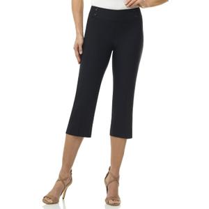 Rekucci Women's Ease into Comfort Capri with Button Detail (14, Black)