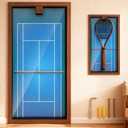 Chunful Wooden Tennis Racket Display Frame Wall Mounted Tennis Racket Storage Rack Display Stand with Walnut Base Copper, 31.5 x 15.8 Inch