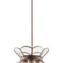 12" Vintage Brass Pendant Light Fixture, Flower Hanging Lamp for Kitchen Island, Glass Lotus Flower Ceiling Pendant Lighting for Entryway, Dining Room, Bedroom, Living Room, Clear, Large