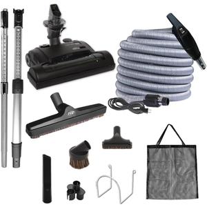 OVO Central Vacuum Carpet Deluxe Kit, 35ft ON/Off High-Voltage Hose with Pigtail, Deluxe 6 Adjustable Height Electric Carpet Beater, 12 Premium Floor Brush, Cleaning Tools and Easy Storage Acc.