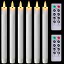 Homemory Waxy Flameless Taper Candles with Remote Timer Dimmer, Battery Operated Candlesticks Flickering, LED Window Candles Realistic, 9.6 Inches for Christmas Wedding Indoor Decor, White, 6 Pcs