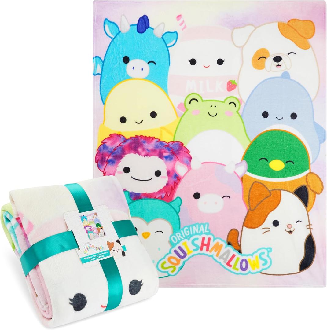 Get Trend Squishmallows Fleece Throw Blanket, Soft Cozy 59 x 51 Inch, Lightweight, Fluffy Bedding Couch Bed Sofa Decor, Gifts for Kids (Multi Squishmallows)