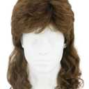 Men's Wigs 70s 80s Rock Wig Brown Wavy Mullet Wigs for Men Halloween Costume Theme Party Wig