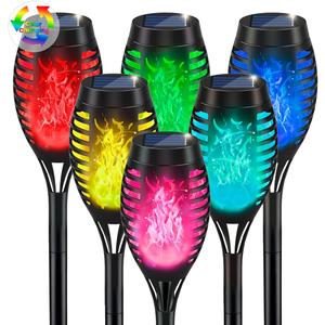 IkeeRuic Christmas Decorations Outdoor, Multicolor Solar Christmas Lights Outdoor with Flickering Flame, Solar Torch Light for Xmas Decor, Solar Powered Outside Lighting Waterproof for Yard Pathway