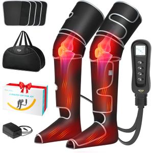 ALLJOY Leg Massager for Circulation and Pain Relief FSA, Christmas Gifts for Men Women Dad Mom, Leg Massager with Heat and Compression, 2 Heat 5 Modes 4 Intensities 4 Extenders