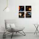 Universe Starry Sky Wall Art Outer Space Planet Canvas Decoration Paintingfor Bedroom, Living Room, Bathroom Decor Posters for Kids, Boys or Girls Room Home Decoration,12"x12" 4Framed (yellow)