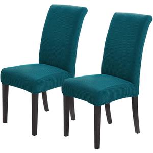 Joccun Chair Covers for Dining Room Set of 2,Dining Chair Slipcovers Stretch Dining Room Chair Covers Seat Protector,Washable Parsons Chair Cover for Home,Banquet(Peacock Blue,2 Pack)