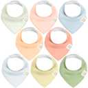 KeaBabies 8-Pack Organic Baby Bandana Bibs for Girls - Super Absorbent Triangle Baby Bibs for Drooling and Teething Infant, 100% Cotton Extra Soft for Newborn, Infant 0-36 Months (Dew)