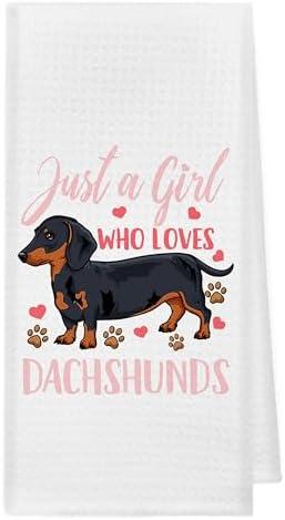 Pack of 6 kunlisa Dachshund Kitchen Towels,Black and Tan Dachshund Kitchen Towels and Dishcloths 16×24 Inch,Funny Sausage Dog Hand Dish Tea Towel for Kitchen Decor,Dachshund Mom Gifts(white3)