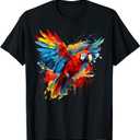 Splash Art Scarlet Macaw Parrot Lover Colorful T-Shirt, 2XL