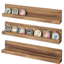 MyGift Challenge Coin Display Wall Mounted Military Challenge Coin Display Holder and Coin Collection Ledge Shelf Rack, Rustic Dark Burnt Wood Floating Shelves, Set of 3