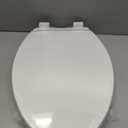 19" Elongated Toilet Seat with Quiet-Close Lid, Soft Close Slow Close Cover with Quick-Release & Quick-Attach Hardware, Full Flat White, Easy Clean Design, Grip-Tight Bumpers