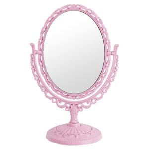 XPXKJ Pink Vintage Vanity Mirror Shabby Chic Decor | 360 Rotating Double-Sided Table Makeup Mirror with Stand Bedroom Decoration Perfect for Tabletop, Desk, Or Makeup Station