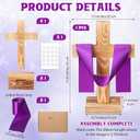Qunclay 11.8" Standing Rustic Pine Wood Cross Decor, Religious Tabletop Centerpiece with Ribbon, He Is Risen Decoration for Home, Church, Baptism, Communion, Lent, Easter(Purple,1 Pcs)