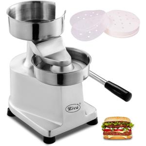 ZICA Commercial Hamburger Patty Maker 150mm/6inch Stainless Steel Burger Press Heavy Duty Hamburger Press Meat Patty Maker Hamburger Forming Processor with 500 Pcs Patty Papers