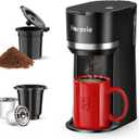 Horavie Mini Single Serve Coffee Maker for K Cup and Ground Coffee, Fast Brew One Cup Coffee Machine with Descaling Reminder and Water Window, 6 to 12 oz. Brew Sizes, Black (9.45 Inches)