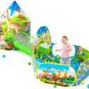 3PC Dinosaur Play Tents for Boys, Kids Play Tent with Ball Pit, Crawl Tunnel, Castle Tent for Toddlers, Baby Dinosaur World Playhouse Toys