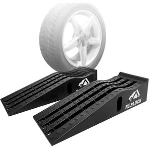 ROBLOCK Heavy Duty Low Profile Car Ramps for Oil Changes, Portable Car Ramps for Low Cars High Lift and Jack Support, Vehicle Ramps for Garage, 35.63''x12''x8.07'', G.V.W 13000 LBS, 2 PCS