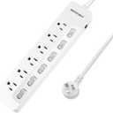 ROOTOMA Power Strip Surge Protector with Individual Switches,6-Foot 14AWG Long Extension Cord 1875W/15A Wall Mount for Office Dorm Home Theatre (6outlets-6ft)