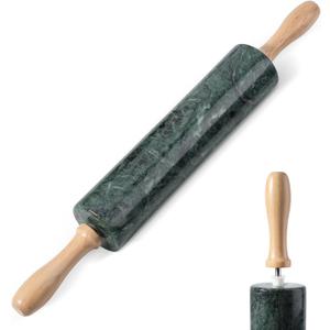 Koville Indian Green Marble Rolling Pin, Non-Stick Stone Dough Roller, 18 Inch Rolling Pin for Baking,Pasta, Dumpling, Ravioli, Fondant,Pie Crust, Kitchen Baking Pastry Tools, Kitchen Essential