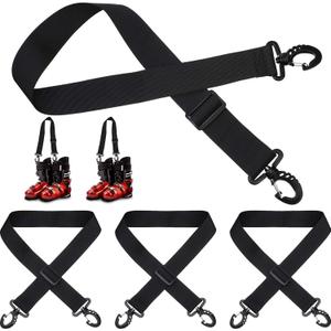 Skylety 4 Pieces Ski Boot Carrier Straps Adjustable Snowboard Strap Shoulder Sling Leash Ice Skates Shoulder Carrier Winter Gear Leash Sport Snowboard Accessories
