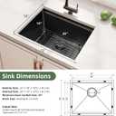 Davivy 22 Inch Black Kitchen Sink Undermount, 16 Gauge Stainless Steel Kitchen Sink Workstation, 22 x 18 x 10 Large Deep Single Bowl Design with Accessories