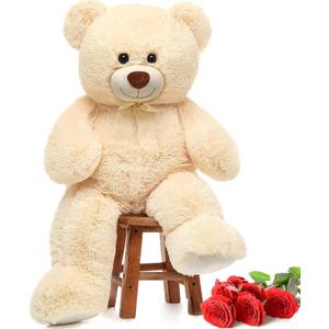 MorisMos Giant Teddy Bear Stuffed Animal 3 ft, 36 in Large Teddy Bear for Baby Shower Decor, Soft Big Stuffed Animal Plush Toy for Kid Birthday Christmas Girlfriend Valentines Gift,Beige/Cream
