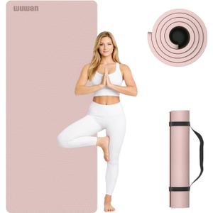 TPE Yoga Mat 72"x26"x0.4" Thick Non Slip Exercise Fitness Mat, Pink