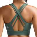 RUNNING GIRL Sports Bra for Women High Support,Criss-Cross Back Strappy Sports Bra Moulded Cup High Impact Workout Top(WX3066_Ash Green_M) (Green, M)