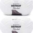 Bernat Blanket White Yarn - 2 Pack of 10.5oz/300g - Polyester - 6 Super Bulky - 220 Yards - Knitting/Crochet