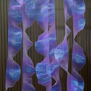 Newwiee 15 Yard Iridescent Ribbon Ruffle Trim Pleated Chiffon Organza Fabric Chiffon Ribbon Lace Fabric Trim for Wedding Sewing Dress Lanter Skirt Bag Decor Jellyfish Hat Costume Craft(Purple)