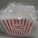 Novelty Place Plastic Red & White Striped Classic Popcorn Containers for Movie Night - 9.25" Square x 5.9" Deep (1 Pack)