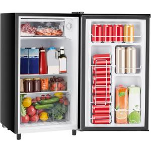 Sweetcrispy 3.2 Cu.Ft Mini Fridge with Freezer Small Refrigerator Single Door Adjustable Thermostat Energy-efficient Low Noise, Compact Fridge for Bedroom, Office, Dorm (Silver Door)