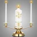 Irenare Unity Candles with Holder for Wedding Ceremony Wedding Decortions Accessories Glass Candle Holder Pillar Candle for Formal Events Church(Elegant)