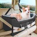 INFANZIA Dog Car Booster Seat, Elevated Pet Car Seats for Large Medium Dogs with Safety Leash, Washable Lookout Puppy Travel Seat with Storage Pockets for Pets Under 55 lbs (Large, Black)