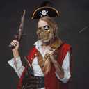 Chanaco Pirate Hat 4Pcs Pirate Accessories Women Halloween Costume Men Captain Headband and Eye Patch for Cosplay Party Supplies